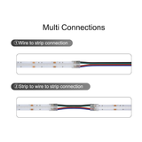 4PIN Transparent COB Connectors Kit for RGB COB LED Strip Lights – 10mm, Solderless Connection, 5pcs 15cm Wires