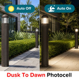 24W Modern Slotted Ring LED Bollard Light – Selectable 14W/19W/24W, 3CCT Adjustable 3000K/4000K/5000K/5700K, 3600LM Output, IP65 Waterproof Aluminum Housing, UL ETL DLC Certified Outdoor Garden & Landscape Lighting – 5-Year Warranty