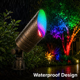 RGB + Tunable White MR16 Smart Bulb Brass LED-Ready Landscape Spot Light – 8W LED, 80W Metal Halide Equivalent, 12V Low Voltage Outdoor Spotlight, WiFi & Bluetooth APP Control, IP65 Waterproof Garden & Tree Uplight, 980 Lumens