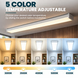 4FT LED Wraparound Light, 20W/35W/50W/65W/75W Selectable, 5CCT Adjustable 3000K-6500K, 130 LM/W, 2600-9750 Lumens, 100-277V, Surface Mount or Hanging, Linkable Commercial LED Fixture