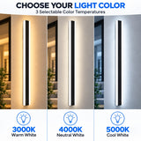 4ft Slim Linear LED Wall Light, Modern Black Wall Sconce, 3CCT Selectable 3000K/4000K/5000K, Warm Neutral Cool White, Contemporary Vertical Indoor Wall Lighting for Living Room, Bedroom, Hallway, Hotel and Commercial Interiors