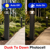 24W Flat Top Cylinder LED Bollard Light – Selectable 14W/19W/24W, 3000K/4000K/5000K/5700K 3CCT Adjustable, 3600LM High Output, 120° Wide Beam, IP65 Waterproof Die-Cast Aluminum, UL ETL DLC Certified Outdoor Pathway & Landscape Lighting – 5-Year Warranty