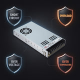 LRS-600 600W24V Single Output Switching Power Supply – 110-277V Input, UL/CE/RoHS Certified, 86–92% Efficiency, Multi-Voltage Output, Compact 41mm Low-Profile, Industrial Grade, 3-Year Warranty