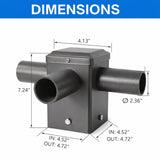 90° Triple Tenon Adapter for 4” Square Pole, 3 Arm Horizontal Bullhorn Mount, 2-3/8” OD Slip Fitter Bracket for LED Area Lights, Shoebox Parking Lot & Street Lights, Heavy Duty Steel