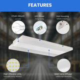 4FT LED Linear High Bay Light, 320W, 29,000 Lumens, 5000K Cool White, Frosted Lens, Chain Mount, Damp Rated IP20, 120-277V, UL/DLC Listed