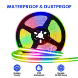 Waterproof RGB COB LED Strip Light 16.4ft (5m) – 24V Dot-Free Seamless Glow, 840 LEDs/m Color-Changing LED Tape, IP68 Outdoor/Indoor, UL Listed, Dimmable RGB Lighting, Flexible Silicone LED Tape Lights