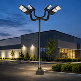 90 Degrees Bullhorn Tenon with 4 Arms Adapter 4 Light fixtures with 2 3/8inch Round Pole, Slip Fitter, Brown Color, Mouting Bracket LED Parking lot Lights, Outdoor LED Shoebox Pole Lights