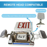 Double Sided LED Emergency EXIT Sign, Exit Combo Remote Capable, Two LED Lights, Backup Battery, US Standard Red Letter, Commercial Grade, 120-277V, Fire Resistant(UL 94V-0)