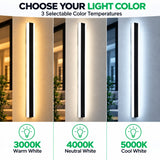 2ft Slim Linear LED Wall Light, Modern Black Wall Sconce with 3CCT Selectable 3000K 4000K 5000K, Contemporary Vertical Indoor Wall Lighting for Bedroom, Living Room, Hallway, Hotel and Commercial Interiors