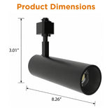 30W/25W/20W Selectable LED Track Light, Black Housing, 5CCT Selectable, CRI 90+, H/J Type Compatible, 24° Beam Angle, Triac Dimmable, 120-277V Commercial Accent & Retail Lighting