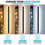 8ft Slim Linear LED Wall Light, Modern Black Wall Sconce with 3CCT Selectable 3000K 4000K 5000K, Contemporary Vertical Indoor Wall Lighting for Hotel, Living Room, Hallway, Commercial and Residential Interiors