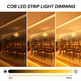 32ft (10m) COB LED Strip Light Warm White 3000K – 24V Dimmable Waterproof LED Tape, High CRI 90+, 146 LEDs/ft Dot-Free Seamless Glow, UL Listed 80W, Under Cabinet & Ambient Lighting, 5-Year Warranty