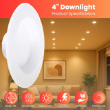 4" Downlight product specification with a living room background