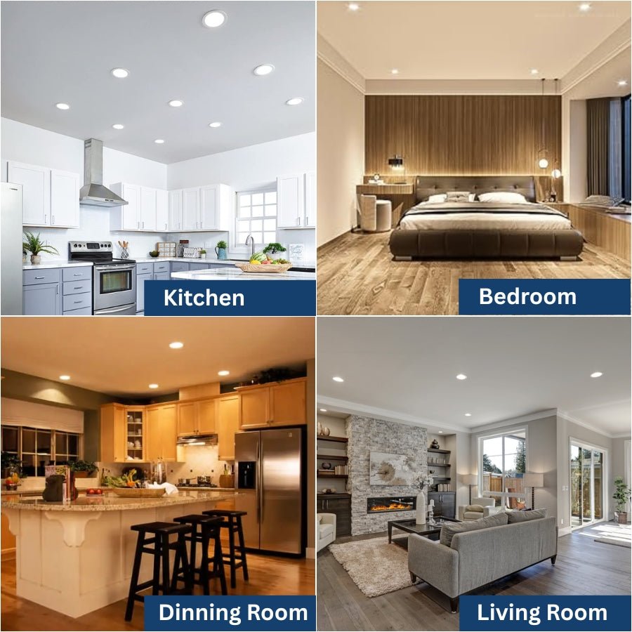 applications of 4 inch led can light recessed downlight like use in kitchen, bedroom, dinning room and living room