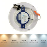 Ceiling light fixture with color temperature options displayed below.