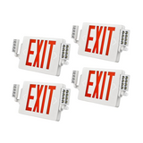 Four red EXIT signs on a white background
