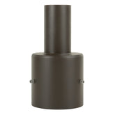 Bronze-colored cylindrical metal fitting 4 square pole tenon adapter
on a white background