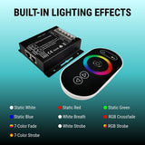 RGB LED Controller with RF Touch Remote – DC12V-24V, 3 Channel Dimmer, 432W Max Output – 10 Lighting Modes, Sync Function, Short Circuit Protection – for LED Strip Lights, Common Anode
