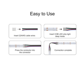 4PIN Transparent COB Connectors Kit for RGB COB LED Strip Lights – 10mm, Solderless Connection, 5pcs 15cm Wires