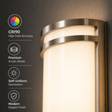 17W LED Wall Sconce Light, 1200 Lumens, 3CCT Selectable 3000K/4000K/5000K, Dimmable Indoor Wall Mount Fixture, AC 120V Hardwired Modern LED Wall Lamp, 75W Metal Halide Equivalent, CRI90 Energy Efficient Lighting
