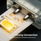 PCB-to-PCB 2-Pin Solderless Connectors for 10mm Single Color LED Strip Lights – CE Certified, IP20, 4A Rated, Easy Snap-On, Seamless End-to-End Connection