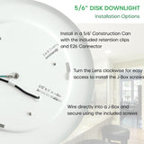 6 Inch LED Disc Light Installation Options with J-Box Wiring and E26 Connector at SwitchToLED