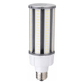 63W LED corn light bulb with E26/E39 mogul base and cylindrical multi-panel LED design on a white background.
