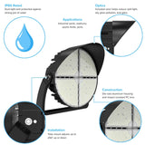800W/1000W/1200W LED Stadium Light (Replaces 2000W–4000W Metal Halide), Adjustable Beam Angle Sports Flood Light, 125–130LM/W High Output, 5000K Daylight, 277–480V, IP65 Waterproof, 10KV Surge Protection High Mast Arena Lighting
