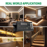 T3-WiFi 300W 600W DC12-24V PWM Adjustable Tuya APP Smart WiFi Single Color LED Dimmer Switch, 25A Max Output, RF Remote & Knob Control, Alexa/Google Compatible