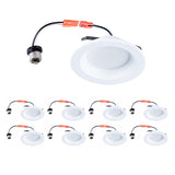 Set of LED downlights with wiring on a white background