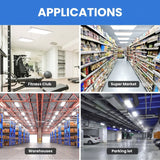 4FT LED Linear High Bay Light, 320W, 29,000 Lumens, 5000K Cool White, Frosted Lens, Chain Mount, Damp Rated IP20, 120-277V, UL/DLC Listed