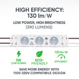 LED Module String Lights – Red/Green/White, 3W/Module, 390LM, 110V/220V, 130LM/W, CRI 90+, IP67 Waterproof, Dimmable, 48FT, UL Certified, 50,000 Hrs Lifespan