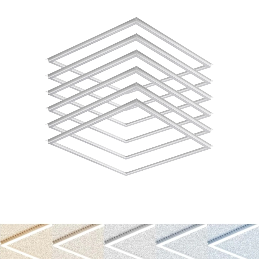 Ceiling light panels stacked on top of each other with a white background