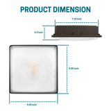 Switchtoled canopy lights length 9.55 inch and width 9.55 inch