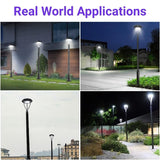 LED Post Top Light - 75W/100W/150W Selectable, 3000K/4000K/5000K CCT, AC100-277V, Black T5 3" Mount, Frosted Glass Cover, Outdoor Waterproof Fixture, Compatible with Photocell, 5-Year Warranty for Street, Yard, Garden