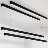 Modern black pendant lights on a white background