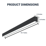 switchtoled 8ft led light fixture legth 94.17 inches, width 2.76 inches and height 3.35 inches