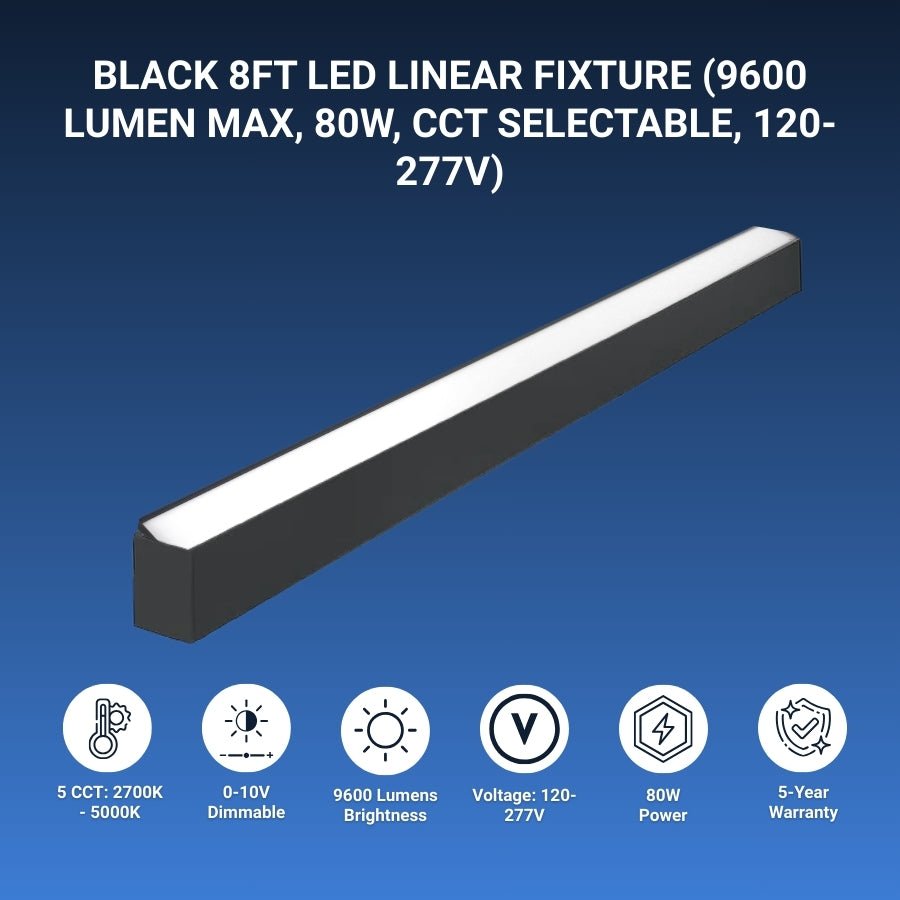 switchtoled 8ft led shop light fixture 5 cct, 120-277v