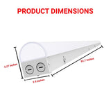 Measurement chart showing dimensions of a 8ft led strip lights
 with clear labels.