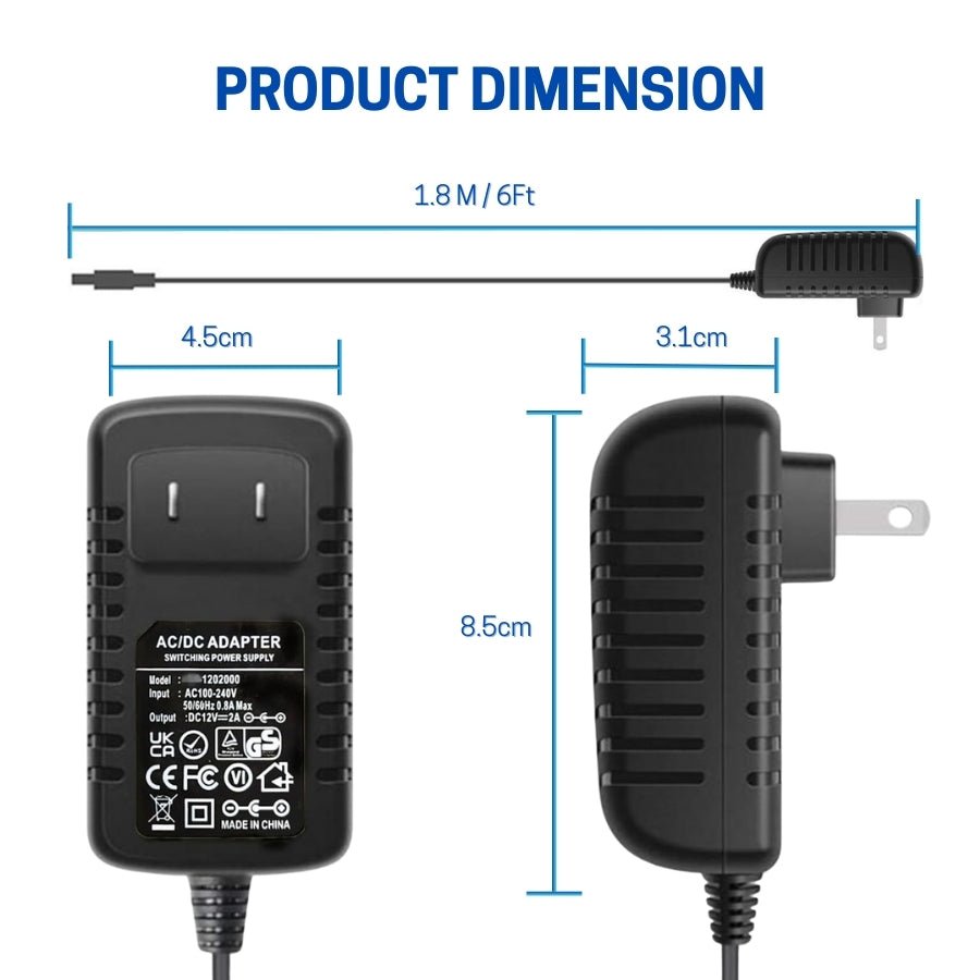 product dimension of Battery Charger Power Supply at switchtoled