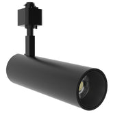 Black 10W LED track light with 5CCT selectable color temperature and 24° beam angle for commercial accent lighting.