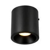 20W black commercial LED surface mount ceiling light with modern cylinder design, 3CCT selectable color temperatures, and dimmable flush mount installation.