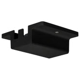 Front view of a black floating canopy power feed for single circuit H-style track lighting, designed to connect a ceiling junction box to the track while maintaining a clean, modern ceiling appearance.