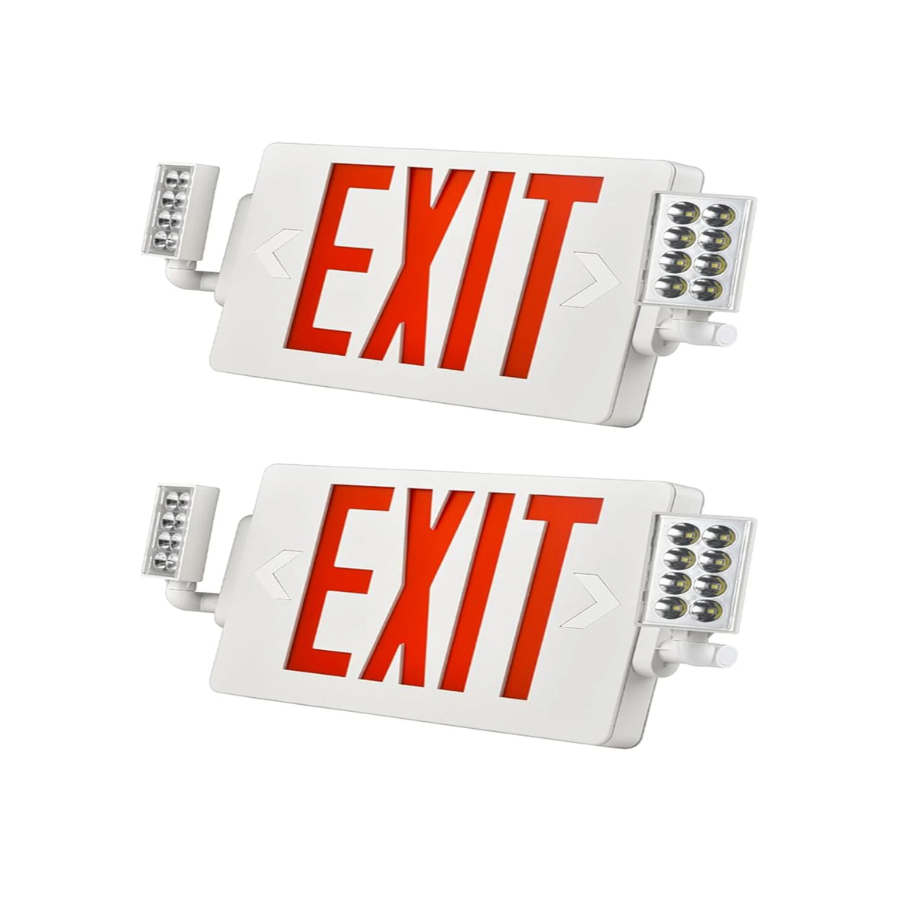 Two red EXIT signs on a white background