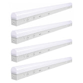 Four white LED linear lights on a white background