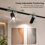 Adjustable magnetic LED spotlight sliding smoothly along a 24V magnetic track, featuring 360° rotation, precision beam positioning, and flexible lighting for residential and commercial spaces.