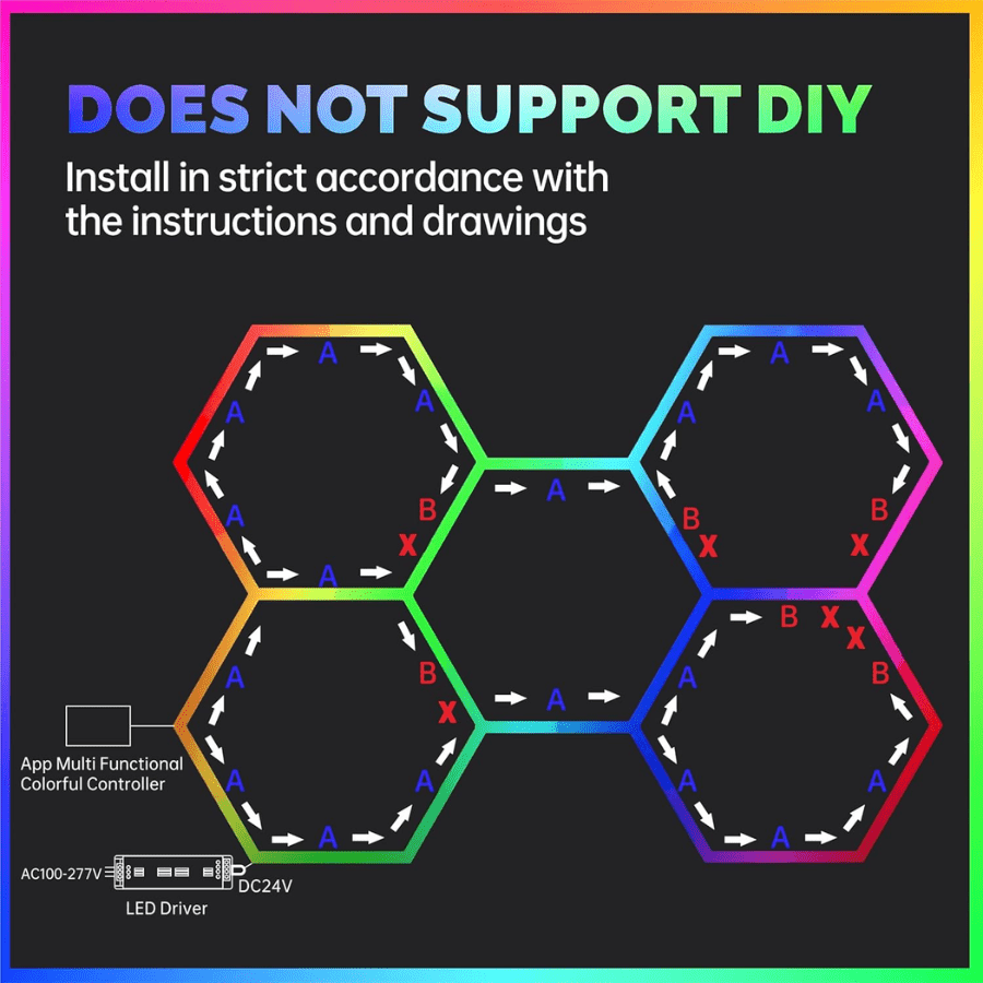 Hexagon Garage Lights RGB install at switchtoled.com