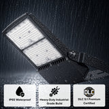 IP65 waterproof 300W LED flood light performing in heavy rain, durable industrial-grade build ideal for outdoor use