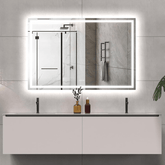 60x40 Inch LED Bathroom Mirror with Front and Back Lights, Anti-Fog, Dimmable, Mounted Horizontally