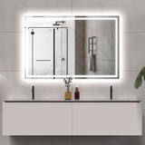 60x40 Inch LED Bathroom Mirror with Front and Back Lights, Anti-Fog, Dimmable, Mounted Horizontally